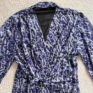 Purplish Blue Midi Dress with Wrap Detail